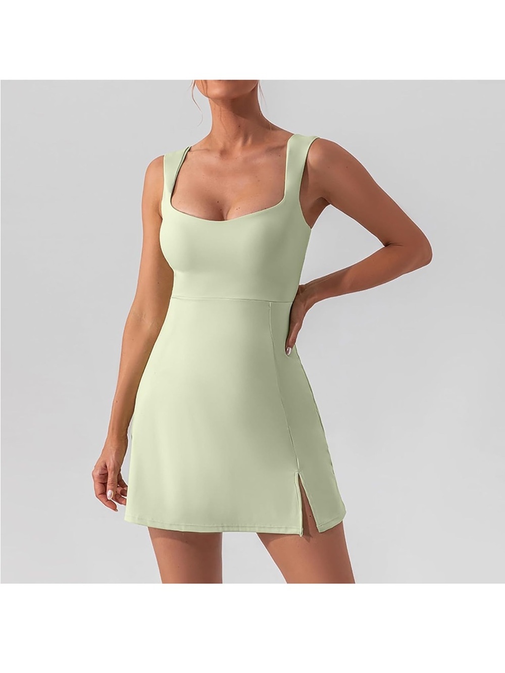 Oh Polly Light Green Square Neck Mini Dress Size Us6 92% Modal 8% Elastane